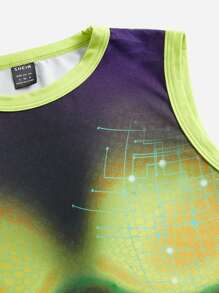 SHEIN ICON 身體熱成像印花撞色滾邊短款背心 - 彩色 - 查看 6
