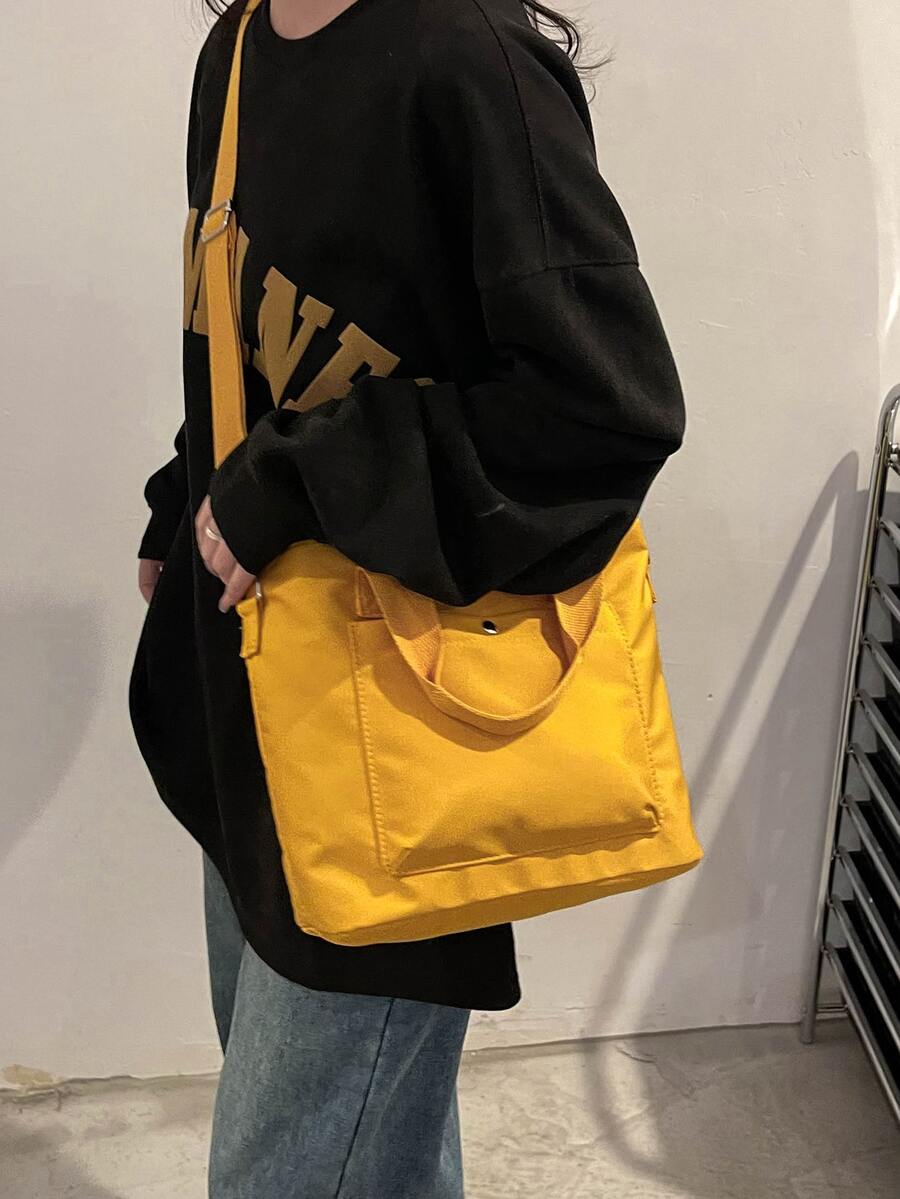 Geantă pătrată cu dublu mâner portocaliu neon