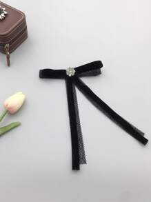 水鑽裝飾領結 - 黑色 - 查看 1