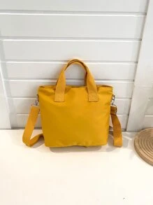 Geantă pătrată cu dublu mâner portocaliu neon