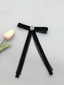 水鑽裝飾領結 - 黑色 - 查看 3