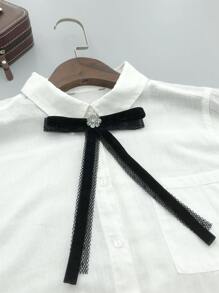 水鑽裝飾領結 - 黑色 - 查看 4