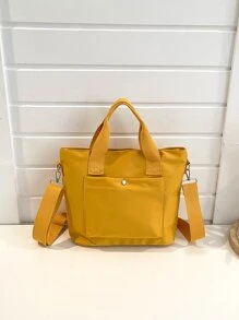 Geantă pătrată cu dublu mâner portocaliu neon