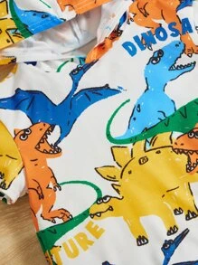 SHEIN Petit garçon Short & T-shirt à imprimé dinosaure dessin animé à capuche