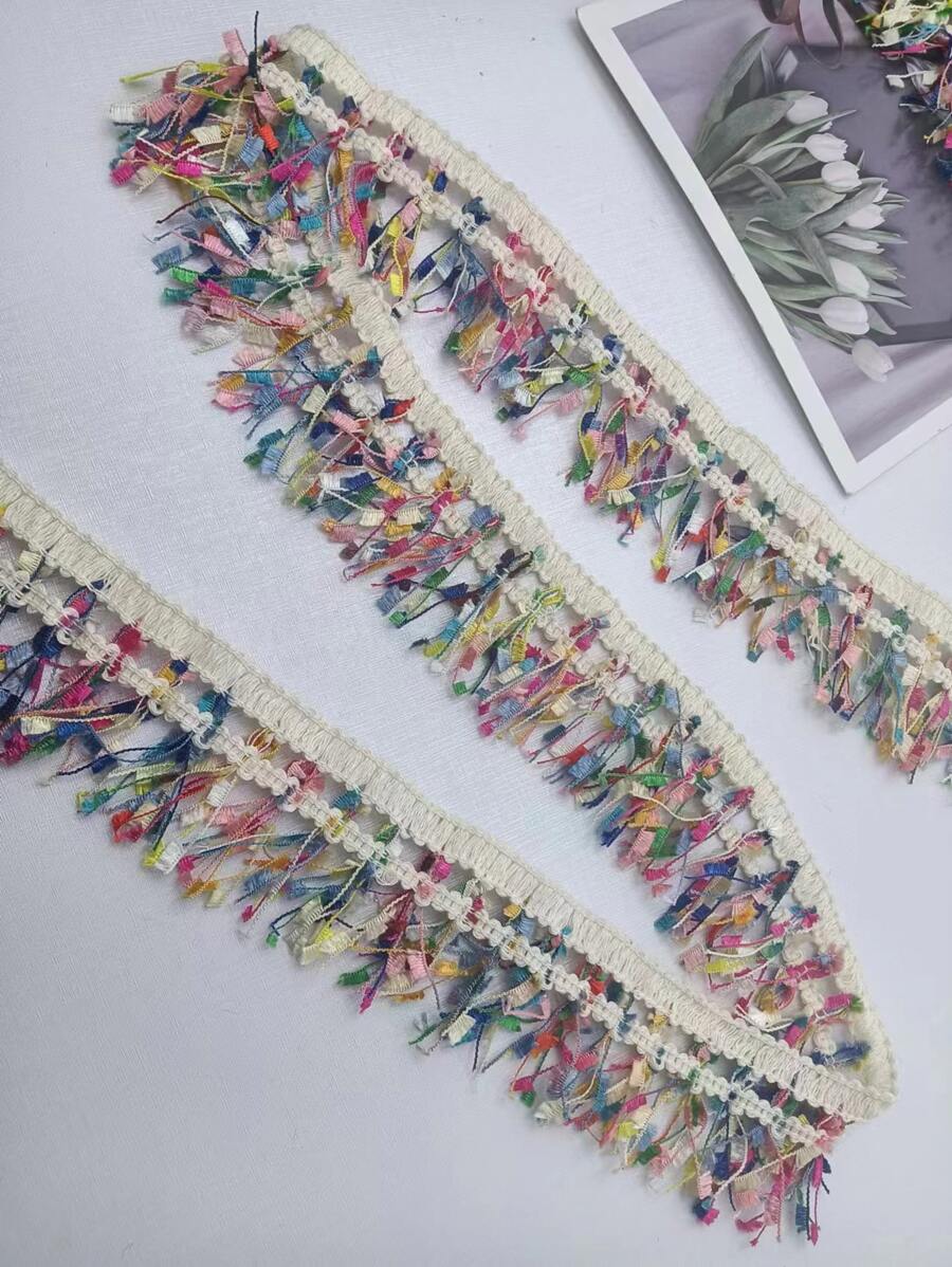 1roll Fringe Trim DIY Webbing Lace - Multicolor - View 1