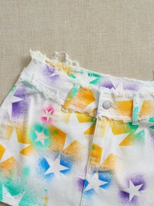 SHEIN EZwear 星星印花頭巾下擺牛仔抹胸上衣和半身裙 - 彩色 - 查看 5