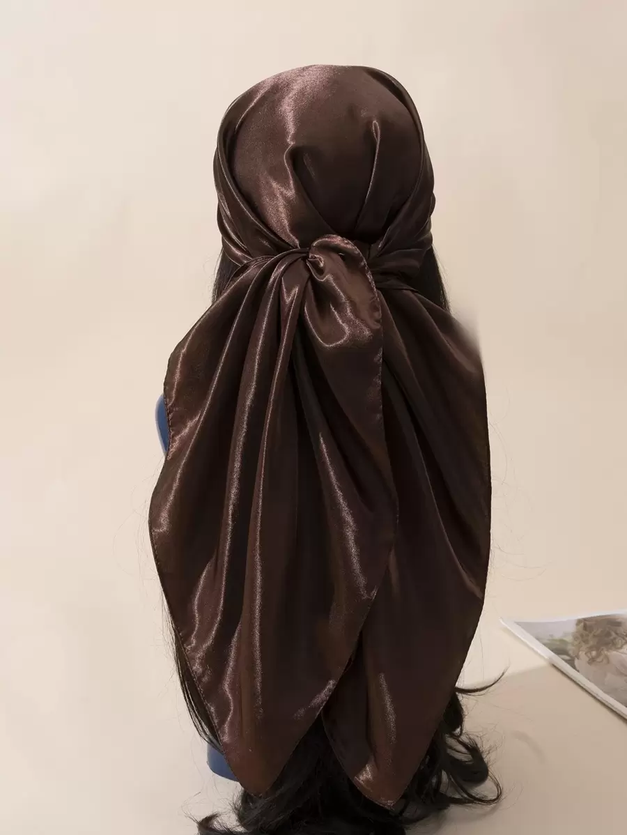 1pc Solid Minimalist Bandana Fashionable Neckerchief Classic Square Scarf For Daily Life Bandana,Hair Band,Head Band Ideal For Dressing Up Your Look - Coffee Brown - View 1