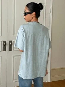 DAZY Áo thun nữ Lá thư Giải trí - Màu xanh nhạt - Xem 8