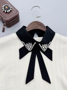 Rhinestone trang trí cổ áo Dickey - màu đen - Xem 3