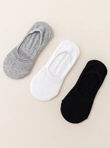 3對/組女士黑、白、灰基礎低襪,隱形低襪,吸濕排汗佩戴運動鞋適用 - 彩色 - 查看 1