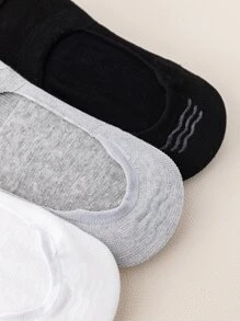 3對/組女士黑、白、灰基礎低襪,隱形低襪,吸濕排汗佩戴運動鞋適用 - 彩色 - 查看 2