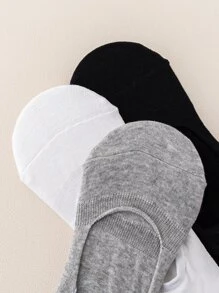 3對/組女士黑、白、灰基礎低襪,隱形低襪,吸濕排汗佩戴運動鞋適用 - 彩色 - 查看 4