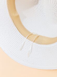素色草編帽 - 白色 - 查看 4
