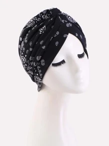 佩斯利印花扭結細節頭巾帽 - 彩色 - 查看 3