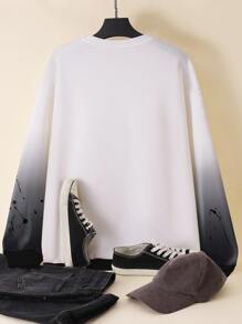 Manfinity Men Letter Graphic Ombre Drop Shoulder Sweatshirt - Multicolor - View 2