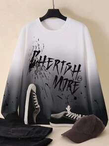 Manfinity Men Letter Graphic Ombre Drop Shoulder Sweatshirt - Multicolor - View 5