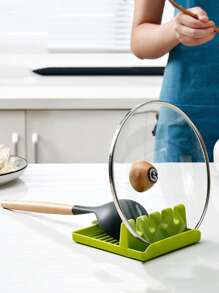 1入組素色塑膠锅盖储物架 - 綠色 - 查看 1