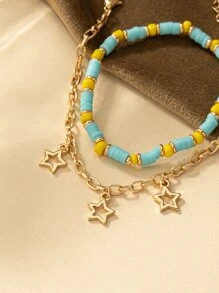 Pulsera con estrella & con diseño de cuenta - Multicolor - Ver 3