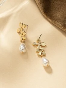 Trang trí Hoa Ngọc trai Giả Bông tai giọt nước - Vàng - Xem 2