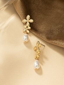 Trang trí Hoa Ngọc trai Giả Bông tai giọt nước - Vàng - Xem 3