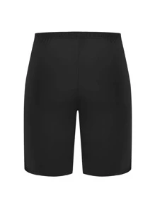 SHEIN LUNE Shorts biker unicolor con encaje en contraste - Negro - Ver 3