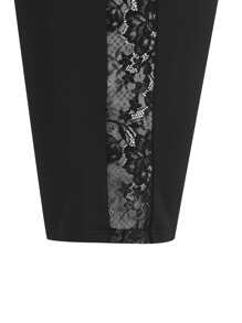 SHEIN LUNE Shorts biker unicolor con encaje en contraste - Negro - Ver 4