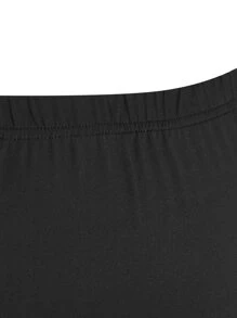 SHEIN LUNE Shorts biker unicolor con encaje en contraste - Negro - Ver 5