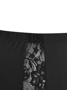 SHEIN LUNE Shorts biker unicolor con encaje en contraste - Negro - Ver 6