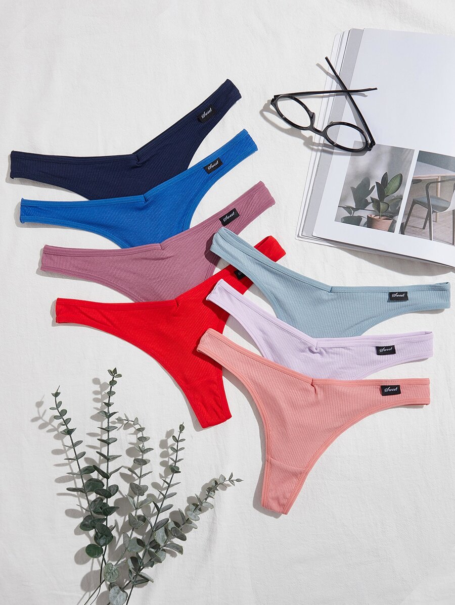 Snug Zone 7packs Letter Patched Rib Sexy Panties - Multicolor - View 1