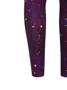 SHEIN LUNE Leggings con estampado de leopardo - Morado - Ver 3