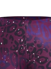 SHEIN LUNE Leggings con estampado de leopardo - Morado - Ver 4