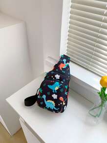 Boys Cartoon Dinosaur Pattern Sling Bag - Multicolor - View 1