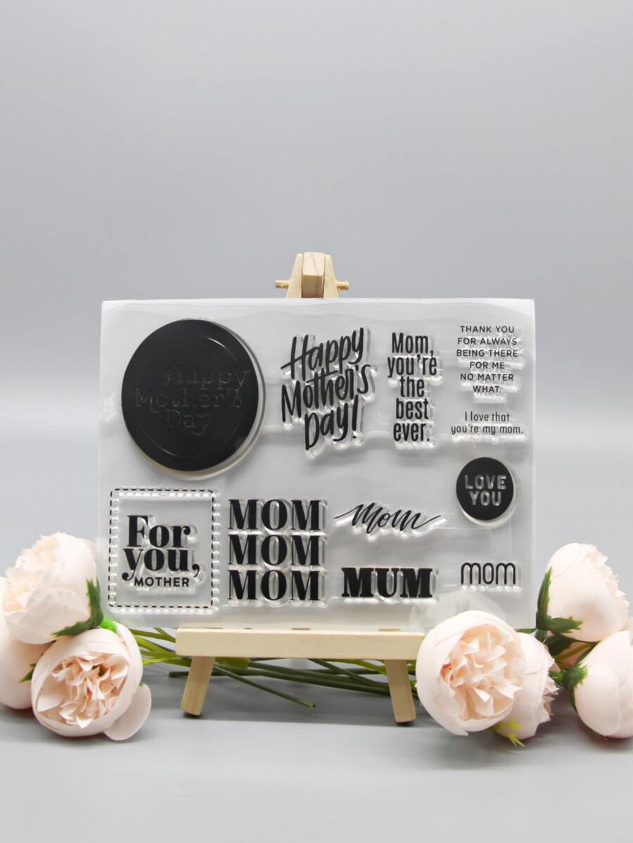 1pc Letter Graphic Silicone Stamp - Clear - View 1