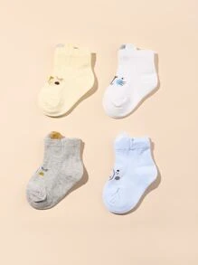4雙嬰兒卡通圖案襪子 - 彩色 - 查看 1