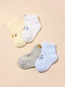 4雙嬰兒卡通圖案襪子 - 彩色 - 查看 2