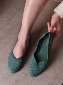Giày bệt Nữ màu trơn Đúng mốt - màu xanh lá - Xem 2