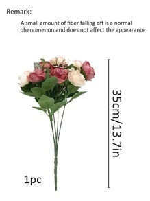 1pc Simulation Polyester Artificial Flower Bouquet,Boho Plastic Flower For Wedding Arrangement - Pink - View 4