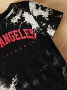 SHEIN 男嬰紮染字母圖案連體衣 - 白色 - 查看 4