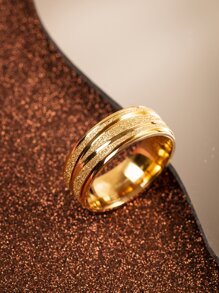 1個優雅的歐美風格,鍍金人造珍珠網不銹鋼戒指,男女均可 - 金黃色 - 查看 1