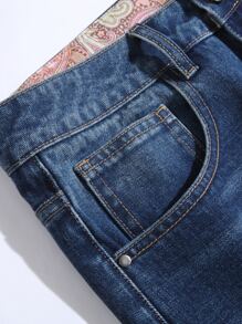 Quần short denim rách rưới cho nam không có thắt lưng - Rửa tối - Xem 4