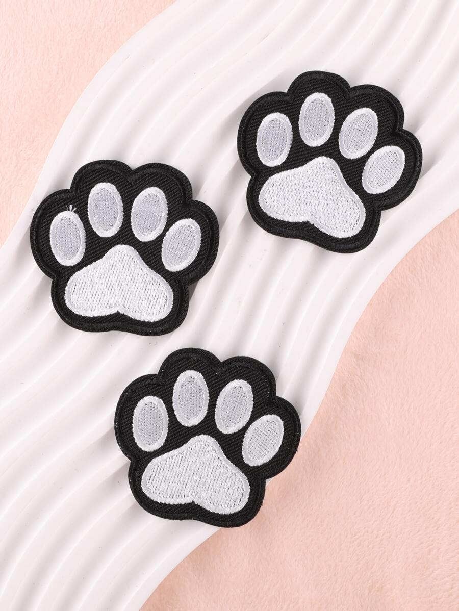3 piezas Parche termoadhesivo con diseño de pata - Blanco y Negro - Ver 1