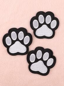 3 piezas Parche termoadhesivo con diseño de pata - Blanco y Negro - Ver 4