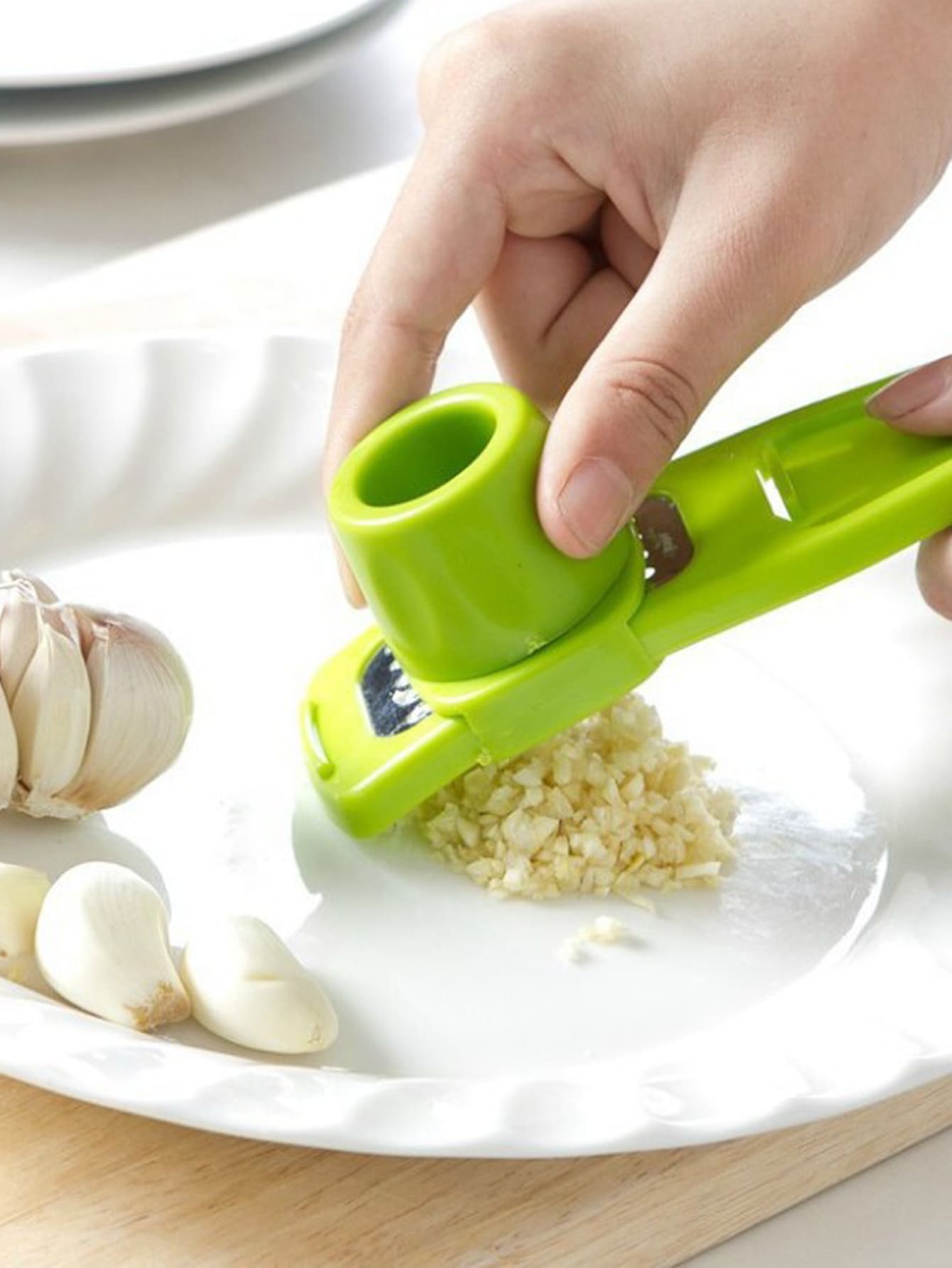 1 pieza Prensa para ajo de plástico ajo multifuncional cocina - Verde - Ver 1