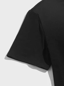 Manfinity Men Letter Graphic Tee & Drawstring Waist Flap Pocket Shorts - Multicolor - View 4