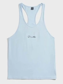 SHEIN Men Letter Graphic Racer Back Sports Tank Top - Baby Blue - View 1