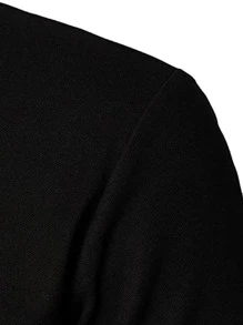 男士拼接邊POLO衫 - 黑色 - 查看 4