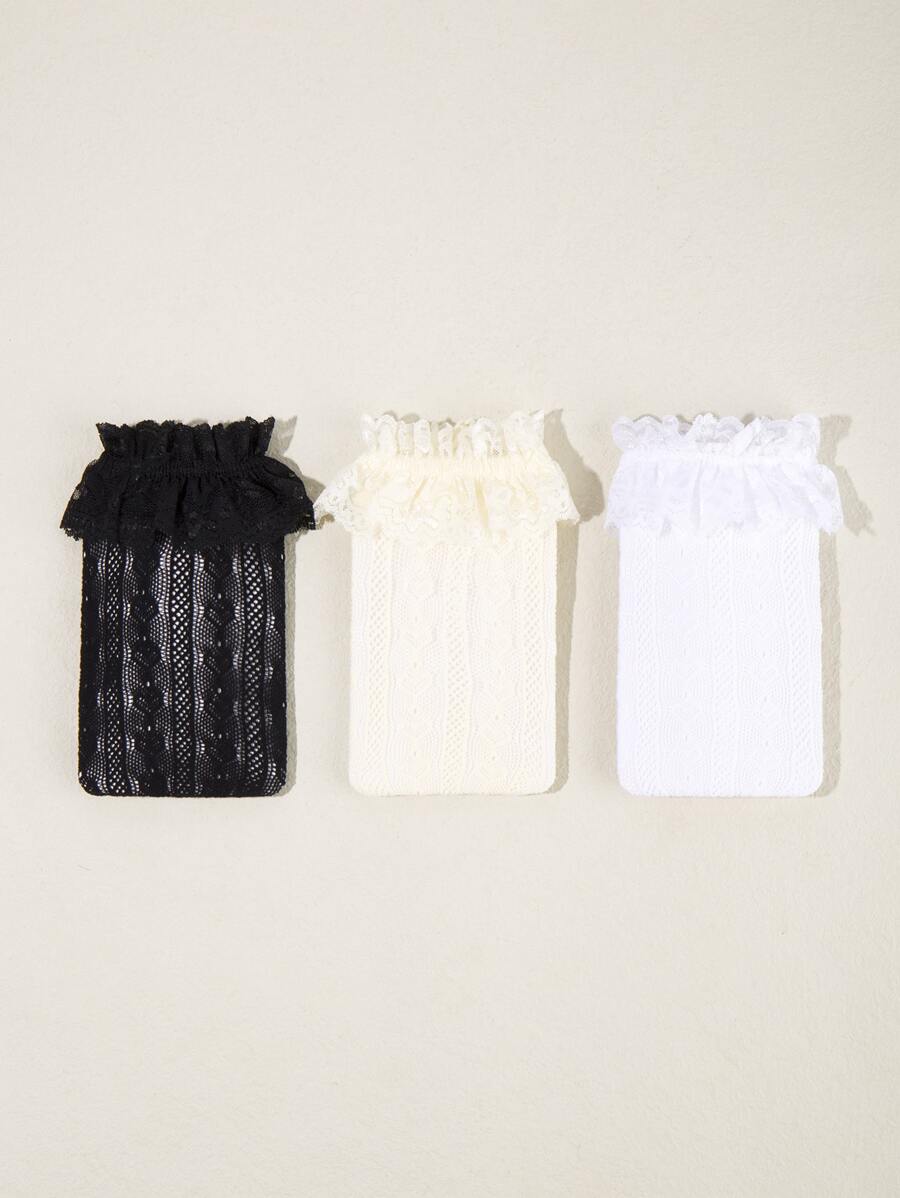 3pairs Baby Heart Pattern Over The Knee Socks - Multicolor - View 1