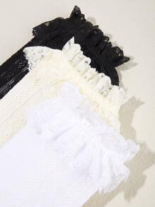 3pairs Baby Heart Pattern Over The Knee Socks - Multicolor - View 3