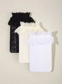 3pairs Baby Heart Pattern Over The Knee Socks - Multicolor - View 4