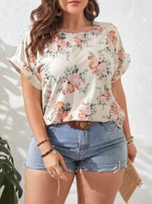 SHEIN LUNE Áo thun Plus size Hoa Giải trí - Nhiều màu - Xem 3